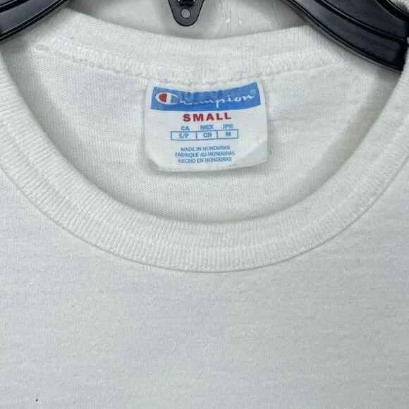 CHAMPION Mens White Big-C T-Shirt Small S Green Camouflage Logo - Picture 4 of 7